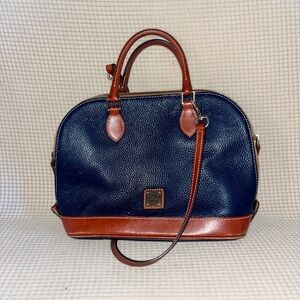 Dooney & Bourke Navy and Brown Leather Handbag